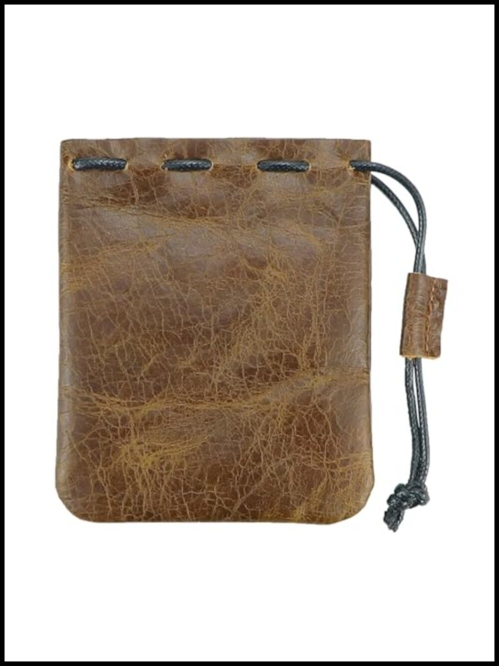 Genuine Cowhide Drawstring Pouch Bag Leather Storage Small Bucket